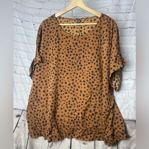 New Emery Rose brown and black blouse top, size 3x